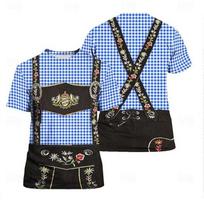 Oktoberfest Beer Pattern Men's T-shirt Loose Short-sleeved T-shirt Fake Sling 3D Printed Tshirts Fake Farm Work Unisex T-shirt 5XL