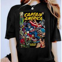 Marvel Captain America Avengers Comic Unisex 100% Cotton T-shirt Mens Tees Top Kid Shirt L gray