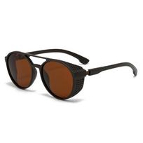 Steampunk Sunglasses Men Women Vintage Retro Round Sun Glasses with Side Shields Double Bridge UV400 Eyewear for Driving Outdoor ruda