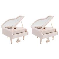 Premium-2X Piano Music Box, White Clockwork Mechanical Musical Boxes, Classical Music Box For Girls Birthday Gift