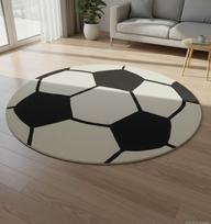 Kilimas vidaus Domoletti BOND KIDS Football, balta sp./juoda sp., 120 cm x 120 cm