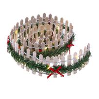 MicoLandscape Kalėdų Elfas Pasakų Sodas Miniatiūrinė Medinė Tvora Rankų Darbo LED Girlianda Liana Kraštovaizdis Žalumynai Amžinai Žaliuojantis Rekvizitas 90cm X 5M