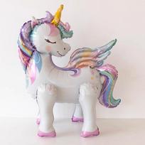 Freestanding Cute 3D Unicorn Balloon Foil Birthday Decoration Rainbow Unicorn Party Supplies Room Decoration  Kids Toy 66x32x61cm