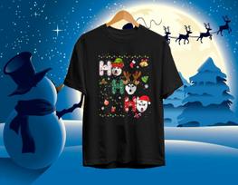 Husky Ho Ho Ho Merry Christmas 2025 Black All Size Unisex T-Shirt XL
