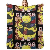Koro sensei V2 Vintage Stripe Design Throw Blanket Fuzzy Plush Throw Blanket for Sofa Chair Size: 75*100cm, Weight: 230 GSM