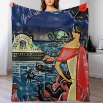 1926 Vichy French comite des fetes Vintage Lithograph Advertising Wall Art Style 1. Throw Blanket Multi-Purpose Blankets Size: 75*100cm, Weight: 230 GSM