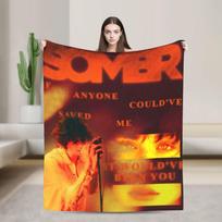 Sombr Music Blankets Picnic Flannel Bedding Throws For Couch Chair Sofa Bed Warm Soft Custom Quality Bedspread Birthday Present Size: 75*100cm, Weight: 230 GSM