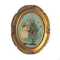 Reljefinis dervos rėmelis, prabangus ovalus nuotraukų stalo dekoras sienai, prieškambariui, 6 coliai Gold 6 Inch beige