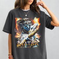 Avatar Neytiri Fire and Ash T-Shirt, Retro Pandora Na'vi Sci-Fi Tee 4XL