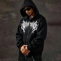 Casual Printed Full-Zip Hooded Sweatshirt, Comfortable Fleece Hooded Zip-Up Sweatshirt, Unisex Style L juoda