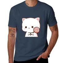 Peach Goma Mochi Mochi Cat Lolipop Sad Pose Tshirt Sports Casual Breathable Tee Shirt S