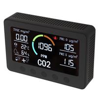 Black CO2 TVOC PM2.5 WIFI Air Quality Detector 7 Inch Large Screen Temperature Humidity Gas Monitor Meter US Plug AC100‑240V Color: Black