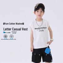 YoYo Fairytale Summer Boys' Cotton Sleeveless T-Shirt 160 balta