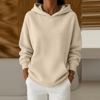 Women's Hoodie Drop Shoulder Sweatshirt for Fall Winter Loungewear L smėlis
