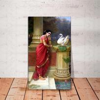 The Tempest Canvas Print John William Waterhouse Art Prints The Favourites of Emperor Honorius Vintage Coastal Woman Art Poster 21X30CMNo Framed