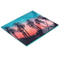 Glass Kitchen Board for Serving With Tropical Palm Tree Graphics 60X52 Cm