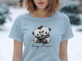 Cute Panda Bear Hug Graphic Tee, Adorable Panda Design on Black T-Shirt, Animal Lovers Gift, Cute Panda Shirt, Panda Bear Merchandise 3XL
