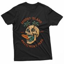 Spooky Island Amusement Park Haunted Surf Skull Halloween Classic T-Shirt M