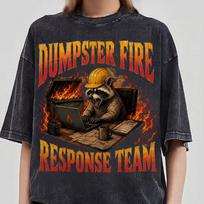 Dumpster Fire Response Team Shirt, Trash Panda Cartoon Tee, Office Humor Tee, Office Work Humor Gift for Coworker, Chaos Funny Meme Tee L