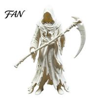 Halloween Party Supplies Gothic Grim Reaper Figurine, 3D Printed Hooded Statue with Sickle, Spooky Robe Decoration for Indoor Home Tabletop balta
