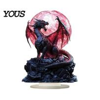 Blood Moon Acrylic Ornament 2D Dragon Crystal Ball Sculpture Figurine, Waterproof Western Decorative Table Sign Fantasy Themed for Living Room Coffee