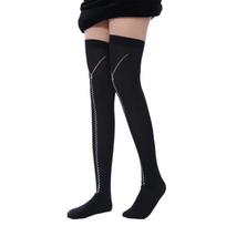 Breathable Long Socks For Halloween Christmas Celebrations Soft Polyester Design Thigh High Stockings Knees High Socks 1 juoda
