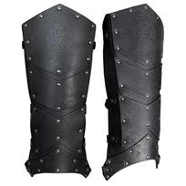 Medieval Leg Guards with Adjustable Straps Middle Ages Knight Leg Armor Cover for Costume Parties and Stage Performances šviesiai ruda spalva