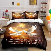 White Doves with Jeremiah 30:17 Quote Bedding set (1 duvet cover, 2 pillowcases, duvet not included) 135x200cm