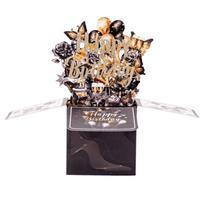 Cartoon Butterfly 3D Birthday Card Balloon Cake Design Flowers Theme Pop-Up Greeting Cards Best Wishes With Envelope