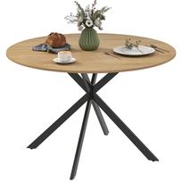 Valgomojo stalas 4 asmenims, 120 cm, pramoninio stiliaus virtuvės stalas su medžio efekto stalviršiu ir plieninėmis kojomis, ąžuolo spalvos 120 x 120 x 75 cm