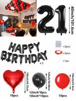 53-Piece Red and Black Balloon Garland Birthday Decoration Set, Including 40inch Black Foil Number Balloons, Suitable for 16/18/20/21/22/25/30/35/40Th Other