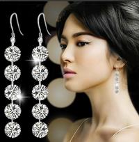 1CT Moissanite Long Drop Earrings For Women 925 Silver Brilliant Lab Diamond Brides Bridesmaid Dangling Earrings