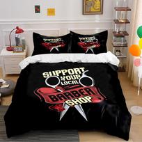 Support Your Local Barber Shop Design Bedding set (1 duvet cover, 2 pillowcases, duvet not included) 135x200cm