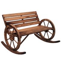 Garden Swing Bench, 2-Person Swing, with Wheel-Shaped Armrests, for Balcony, Garden, Patio, Carbonized 105 x 88 x 74 cm