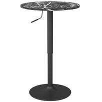 Bar Table for 2 People, Height-Adjustable, Marble Look, 60 x 60 x 68-93.5 cm, Black 60 x 60 x 93.5 cm juoda