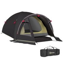 Camping Tent for 2 People, Lightweight, Sturdy UV 50+ Tunnel Tent with Canopy, Side Door & Window, Black 330 x 190 x 120 cm juoda