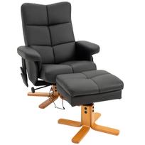 Massage Chair with Stool, 145° Reclinable Relax Chair with Massage Function, Storage Space, Faux Leather, 80 x 86 x 99 cm, Black 80 x 86 x 99 cm juoda