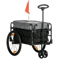 Cargo Trailer Handcart 130 x 64 x 103 cm Steel Black+Gray 130 x 64 x 103 cm