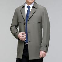 Men's windbreaker mid-length jacket spring and autumn business casual middle-aged men's anti-wrinkle simple lapel coat 170