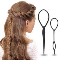 2 vnt./rinkinys „Ponytail Creator“ plastikinė kilpa, juoda ponio „Topsy“ uodegos segtukas, plaukų aksesuarai, pynimo formavimo priemonė, skirta merginoms juoda