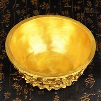 Bowl Offering Basin Water Treasure Feng Shui Fruit Altar Golden Brass Bowl 1PC