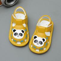 Baby Walking Shoes Cute Panda Toddler Kids Beach Shoes Soft Sole 2025 Summer New Boys Girls Sandals Non-slip Fashion Size 16-20 16 geltona
