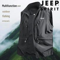 JEEP SPIRIT Men's Multi-Pocket Outdoor Vest XL juoda