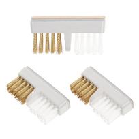 3PCS Nail Art Drill Bit Cleaning Brush Portable Cleaner Copper Brush & Plastic Brush for Nail Salon or Home Use Cleaning