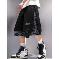 Men's Summer Lightweight Loose-Fit Knee-Length Hong Kong Style Shorts with Patch Details and Casual Button-Front Cuffed Cropped Pants XS juoda
