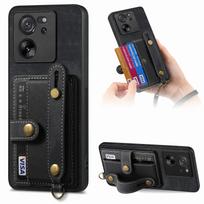 Apyrankės Kortelių Lizdas Odinė Piniginės Dėklas Skirta Xiaomi Redmi Note 13 Pro 12 Plus 12T 13T POCO X6 X5 X4 Pro X3 NFC Dirželis Kišeninis Maišelis For Redmi Note11 4G juoda