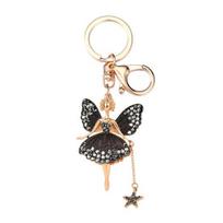 Flower Fairy Keychain Rhinestone Butterfly Wings Fairy Charm Cute Sparkly Keychain Bag Charm Gift for Women juoda