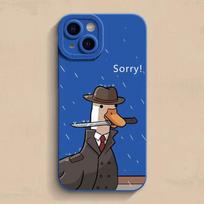 Naujas linksmas ančiuko silikoninis dėklas iPhone 11 12 13 14 15 Pro Max Mini X XR XS Max 7 8 15 Plus SE vyrams, smūgiams atsparus apatinis dangtelis iPhone 13 Mini gray