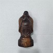 1pc Solid Wood Maitreya Buddha Ornament Wooden Buddha Carving Crafts Feng Shui Buddha Statue Decoration Home Furnishing Decor H 14CM
