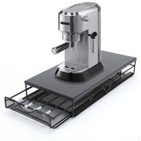 Coffee Pod Drawer Espresso Organizer Large Capacity Rustic with Mesh Shelves Countertop Rack Tray